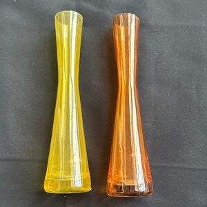 Glass vases NWOT. Choice of yellow or orange. Appx. 7-3/4” height, hand wash.